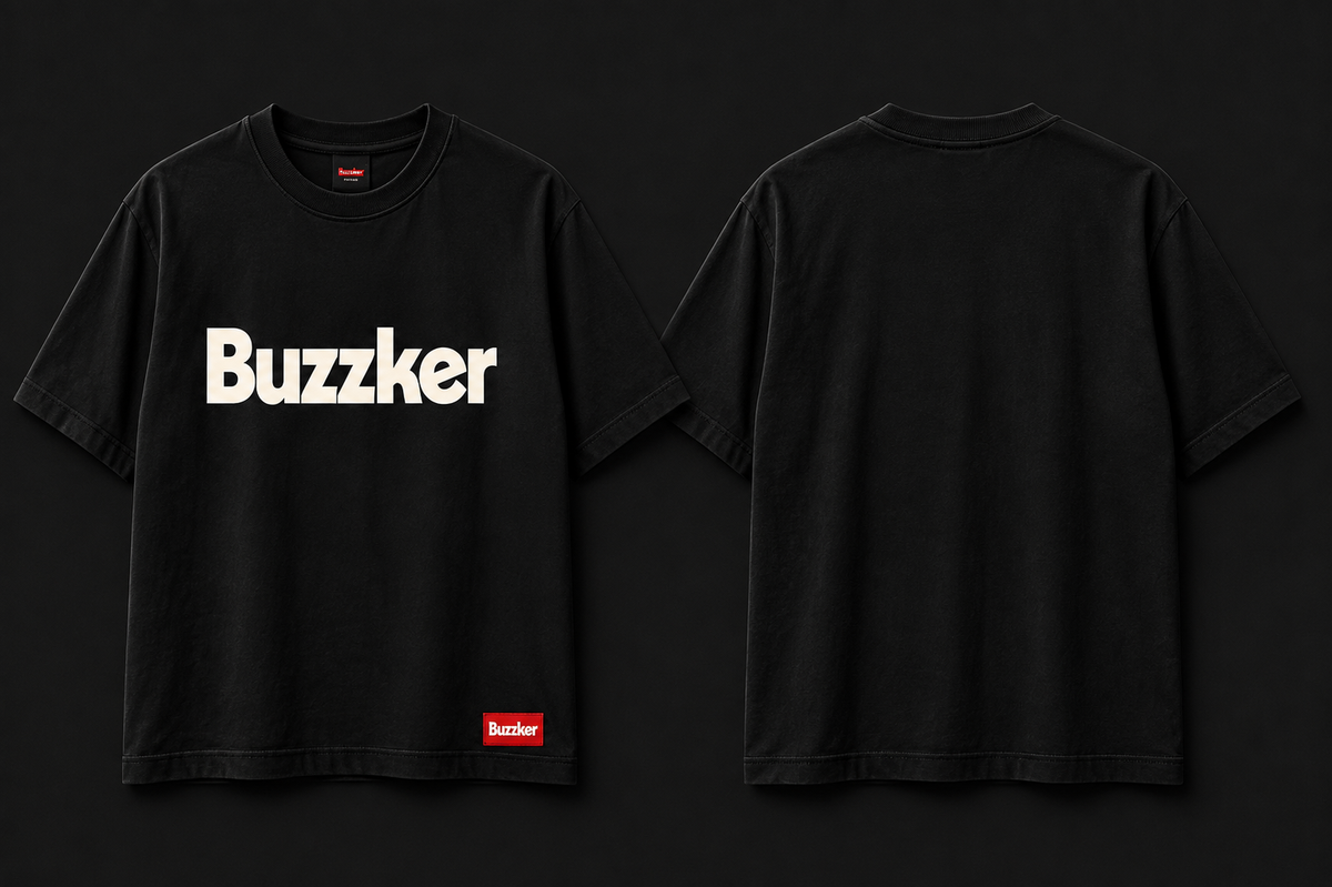 Oversized Buzzker T-Shirt White Text